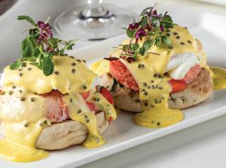 The lobster and eggs benedict is a popular brunch choice At The One Group’s STK Restaurants. 