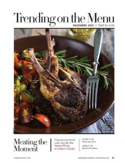 Trending on the Menu December 2022 cover with beef and lamb